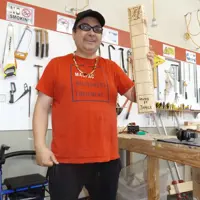 In the workshop with tools