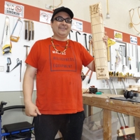 In the workshop with tools