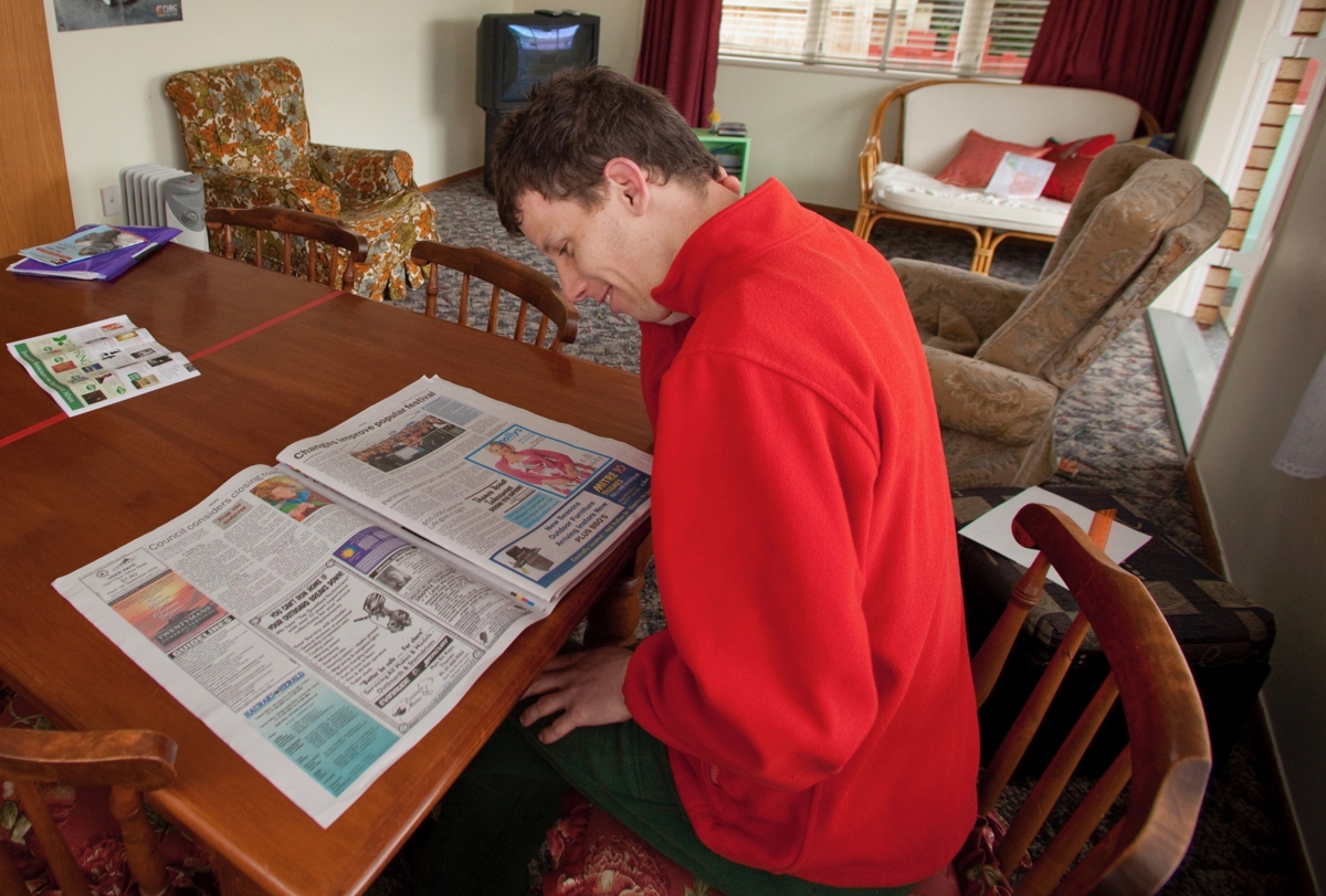 reading newspaper