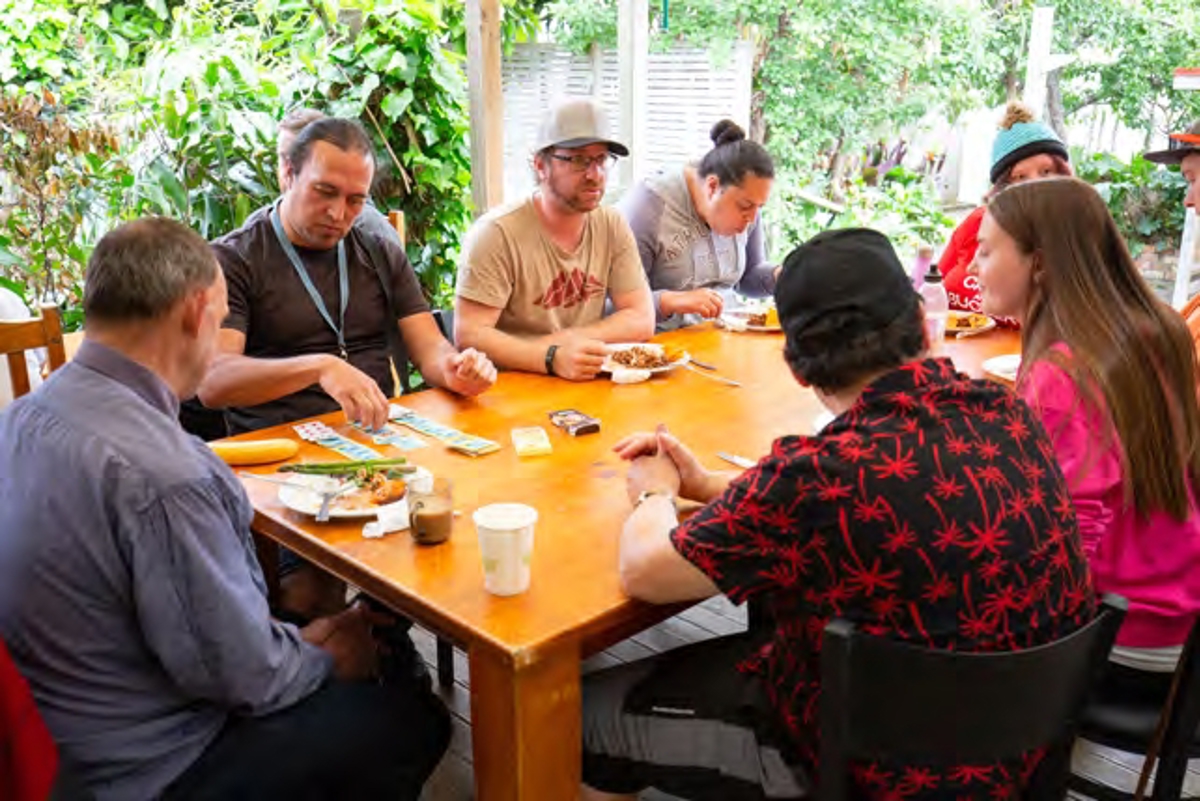 Around the table at the cafe