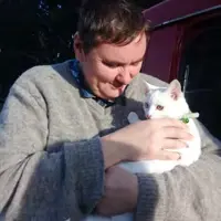 Margaret with cat Bubbles