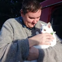 Margaret with cat Bubbles