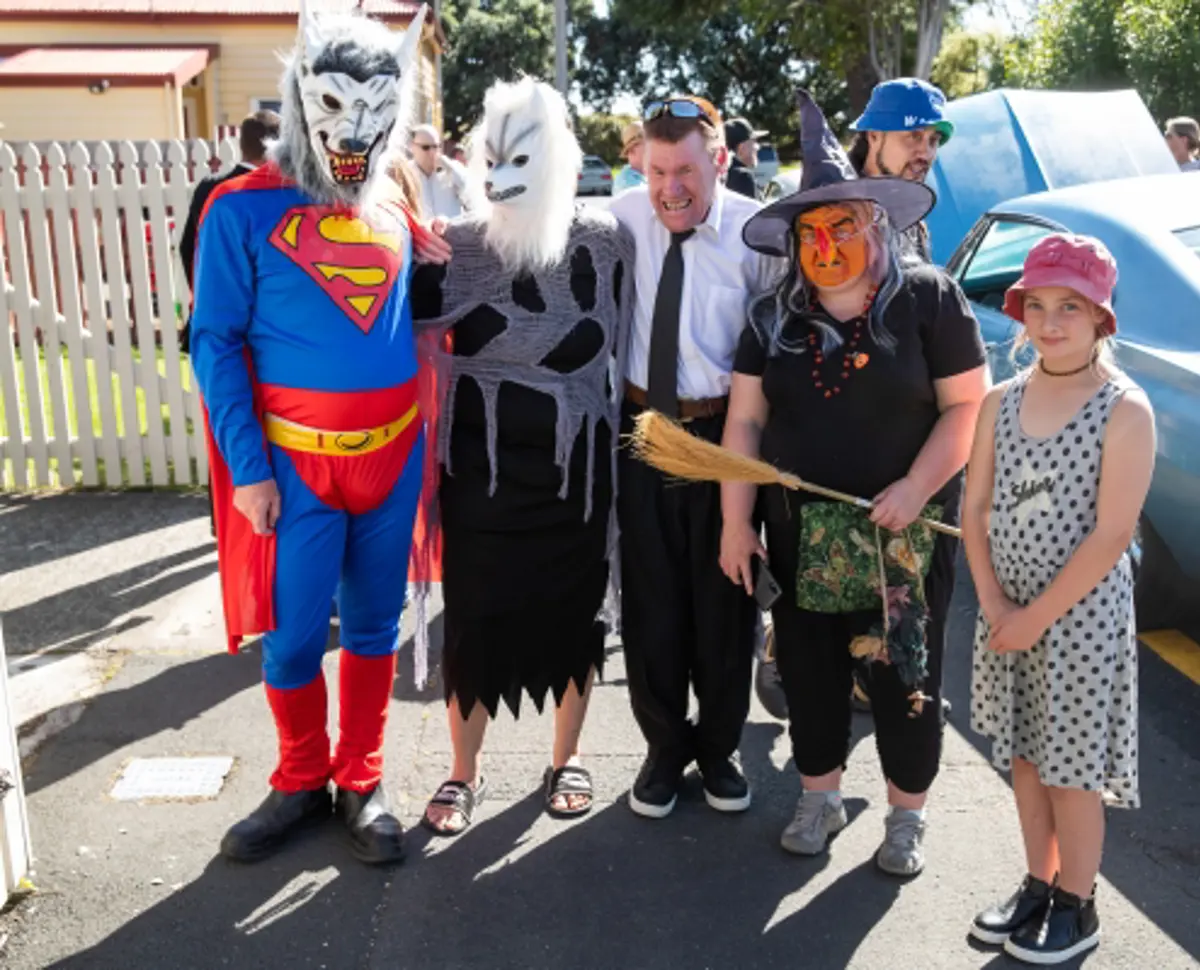 Several people in Halloween costume